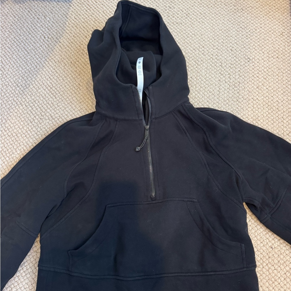 Black Half-Zip Hooded Pullover